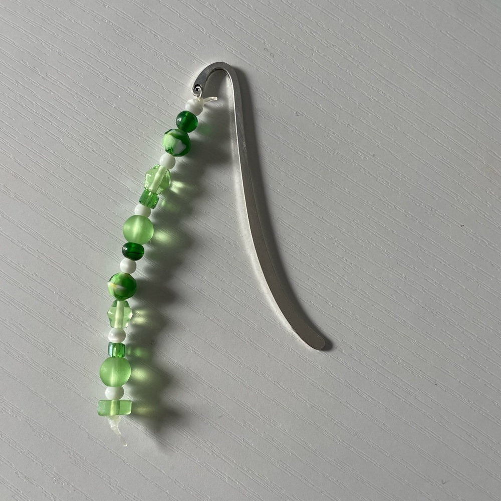 Handmade Green Beaded Bookmark